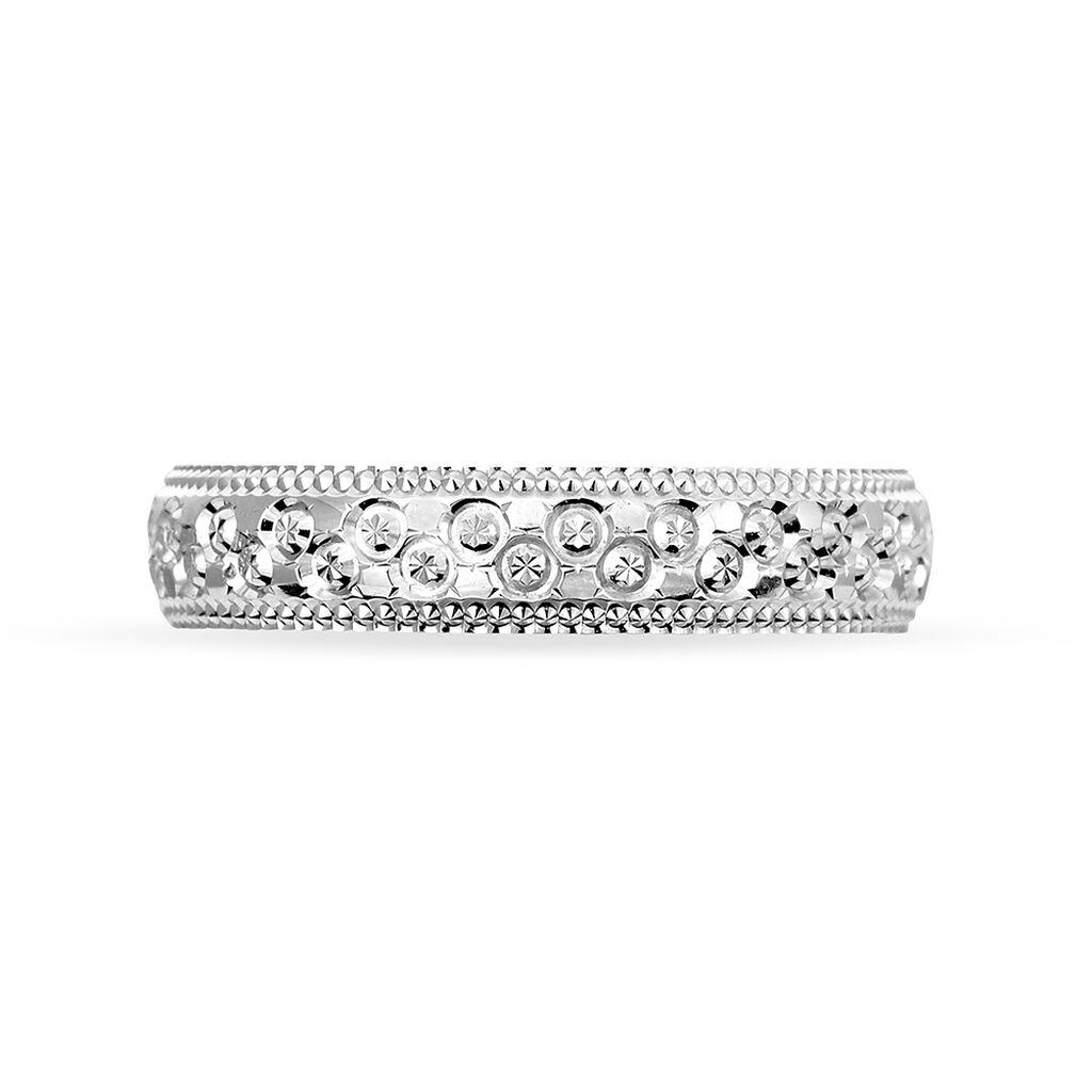 Alliance Fantaisie Diamantee Ruban Plat Or Blanc - Alliances Femme | Histoire d’Or