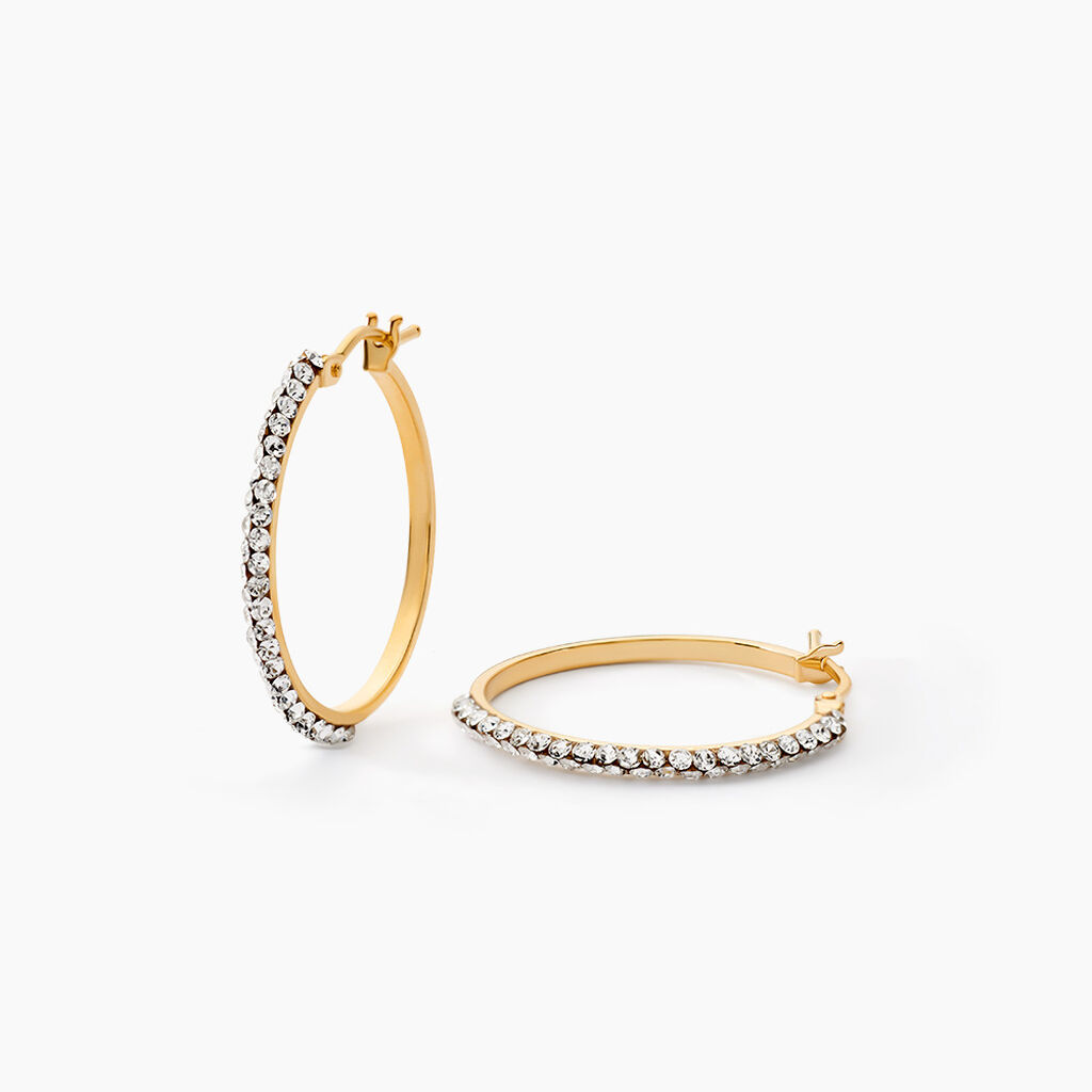 Cr&eacute;oles Sandrine Or Jaune Strass - Boucles d'oreilles cr&eacute;oles Femme | Histoire d&rsquo;Or
