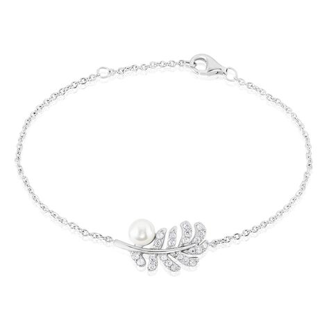 Bracelet Argent Blanc Edytha Perle De Culture Oxydes De Zirconium - Bijoux Plume Femme | Histoire d’Or