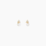 Boucles D'Oreilles Puces Edouarda Or Jaune Perle De Culture Oxyde De Zirconium - Clous d'oreilles Femme | Histoire d&rsquo;Or