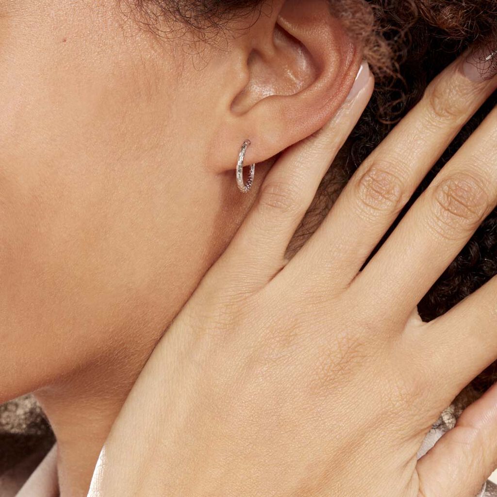 Créoles Argent Blanc Agathe - Boucles d'oreilles créoles Femme | Histoire d’Or