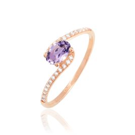 Bague Loriane Or Rose Amethyste Et Oxyde De Zirconium - Bagues solitaires Femme | Histoire d’Or