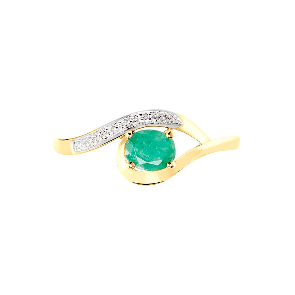 Bague Sagesse Or Jaune Emeraude Et Diamant - Bagues solitaires Femme | Histoire d&rsquo;Or