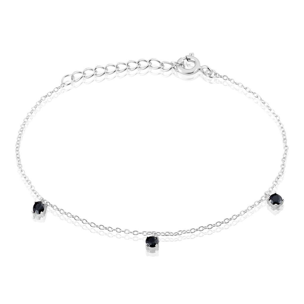 Bracelet Callias Argent Blanc Oxyde De Zirconium Noir