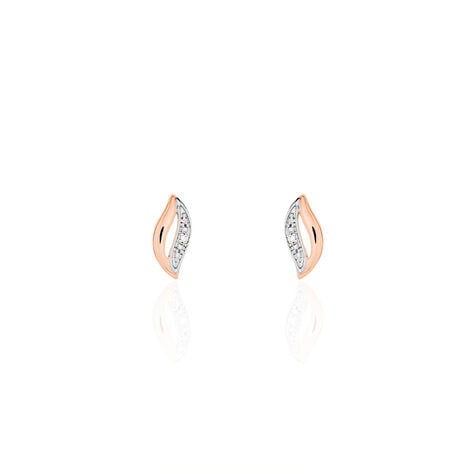 Boucles D'oreilles Puces Smeralda Or Rose Diamant - Clous d'oreilles Femme | Histoire d’Or