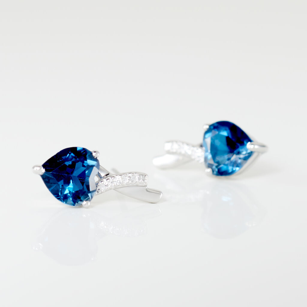 Boucles D'oreilles Pendantes Or Blanc Clothilde Topazes Oxydes - Clous d'oreilles Femme | Histoire d’Or