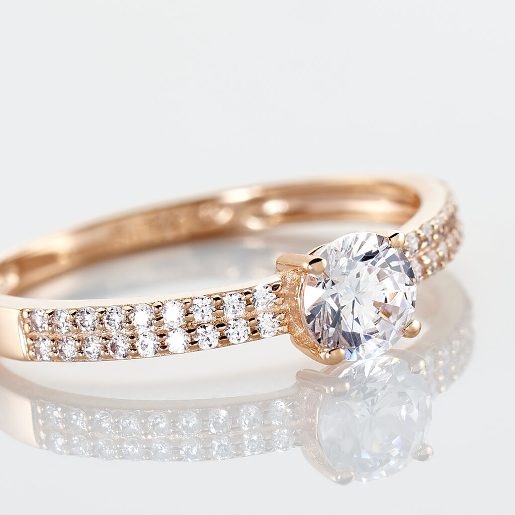 Bague Solitaire Dayna Or Rose Oxyde De Zirconium - Bagues solitaires Femme | Histoire d’Or