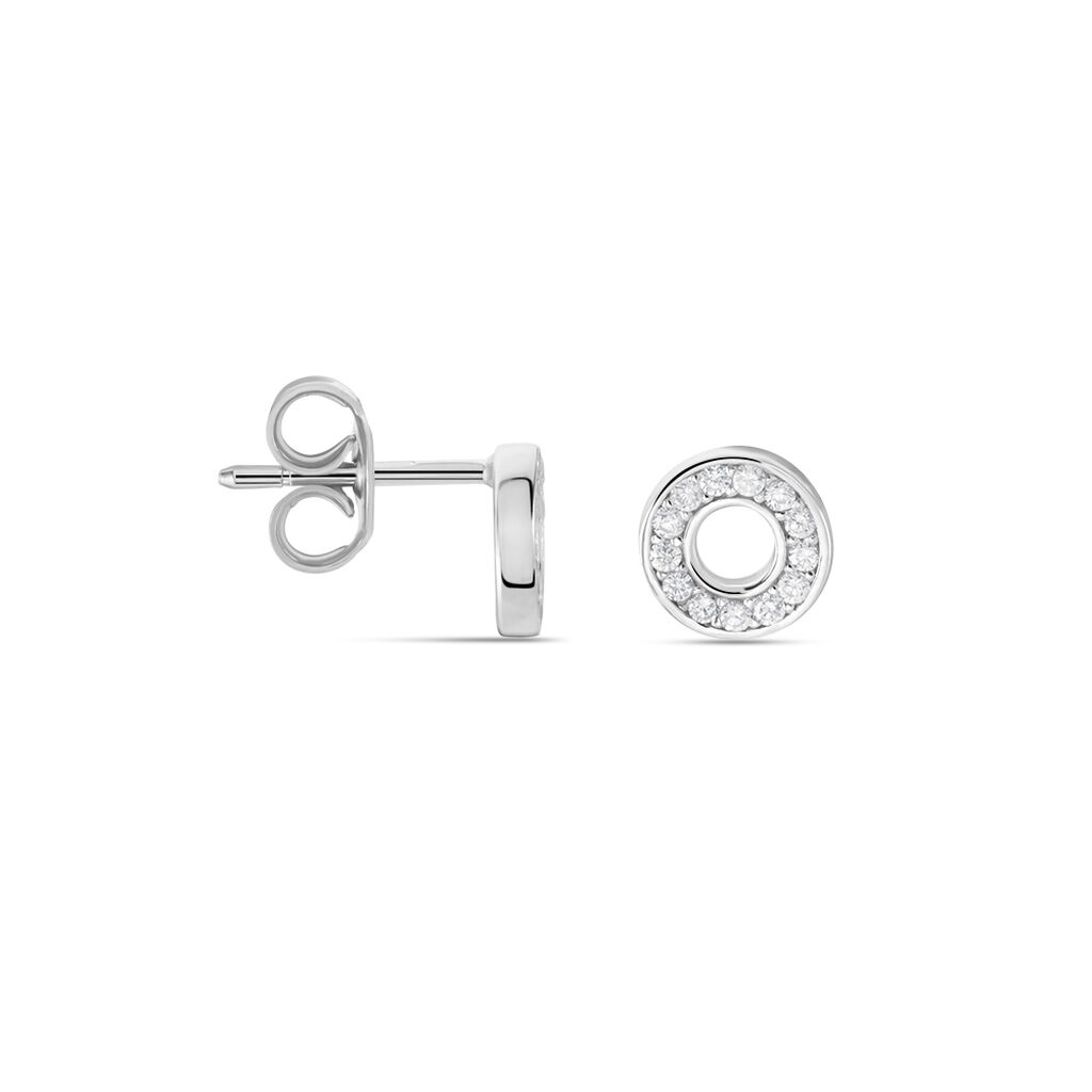 Boucles D'oreilles Puces Argent Blanc Eujen Oxydes De Zirconium - Boucles d'oreilles fantaisie Femme | Histoire d&rsquo;Or
