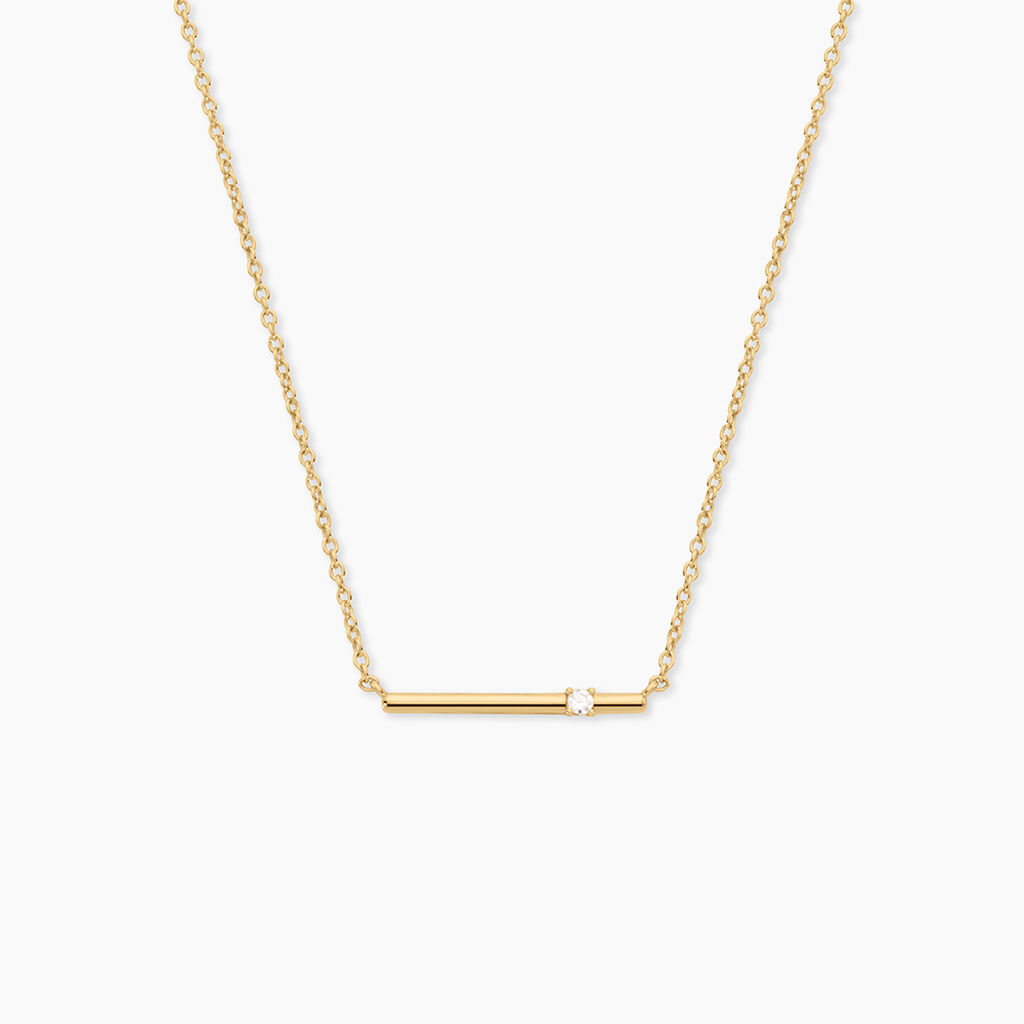 Collier Palmira Argent Dor&eacute; A L'Or 750/1000 Oxyde De Zirconium - Colliers Femme | Histoire d&rsquo;Or