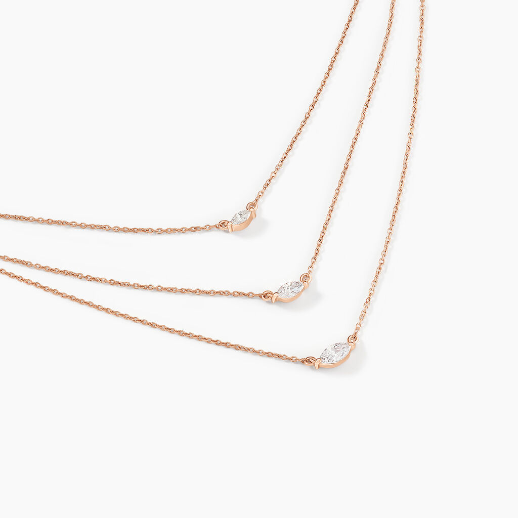 Collier Navette Argent Rose Oxyde De Zirconium - Colliers fantaisie Femme | Histoire d&rsquo;Or