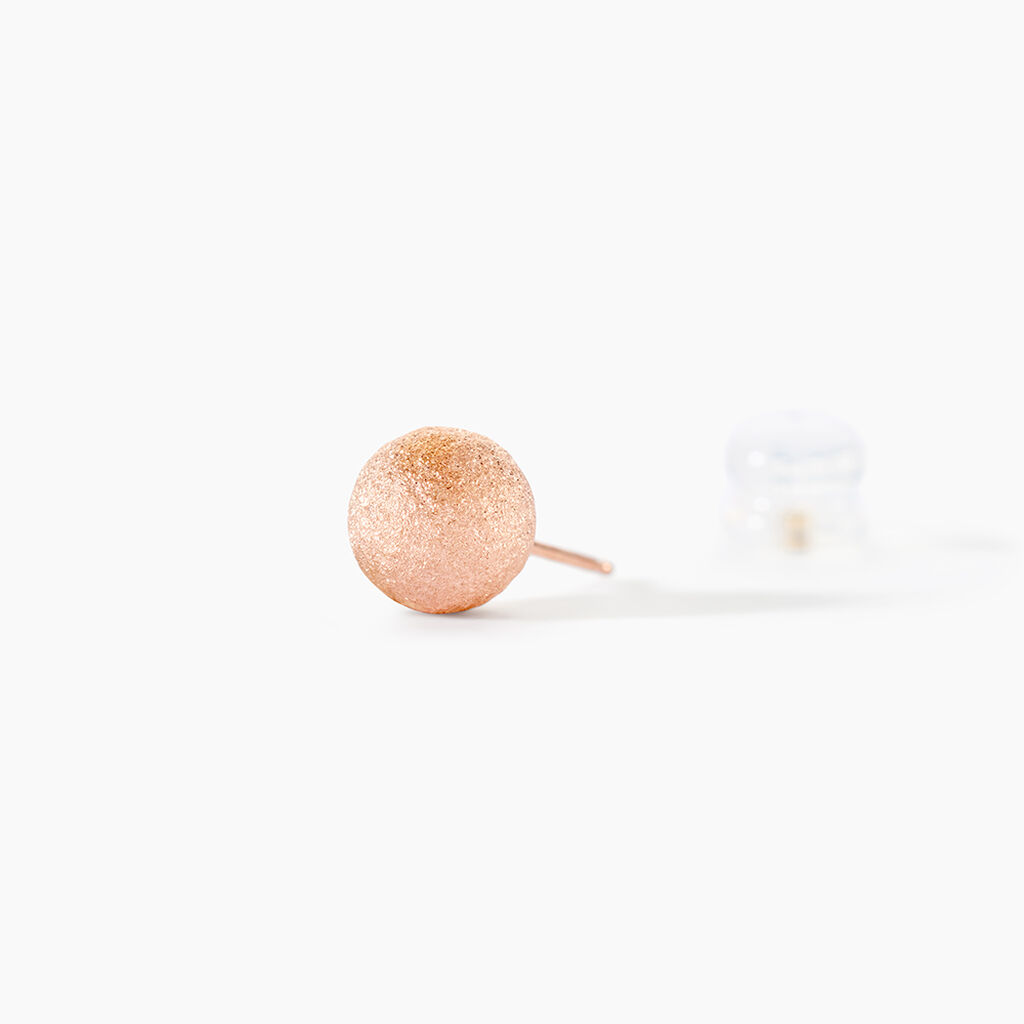 Boucles D'oreilles Puces Fidelia Boule Sablee Or Rose - Clous d'oreilles Femme | Histoire d&rsquo;Or