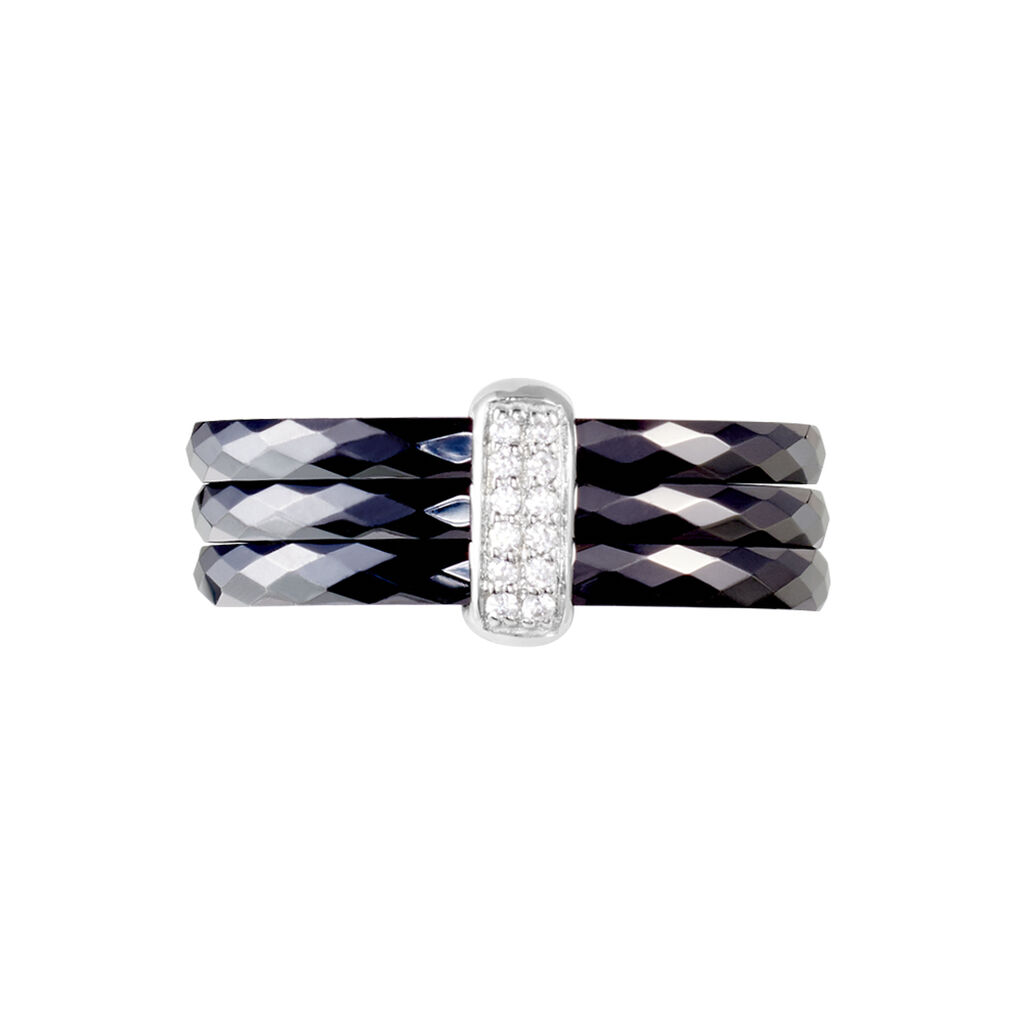 Bague Ceramik Design Argent Blanc Oxyde De Zirconium Et Céramique - Bagues avec pierre Femme | Histoire d’Or