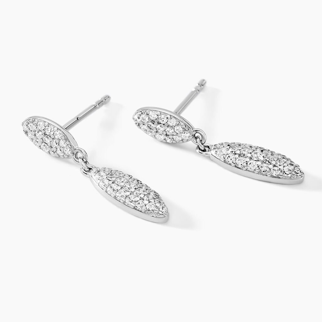 Boucles D'oreilles Pendantes Tiwa Argent Blanc Oxyde De Zirconium - Boucles d'oreilles fantaisie Femme | Histoire d&rsquo;Or