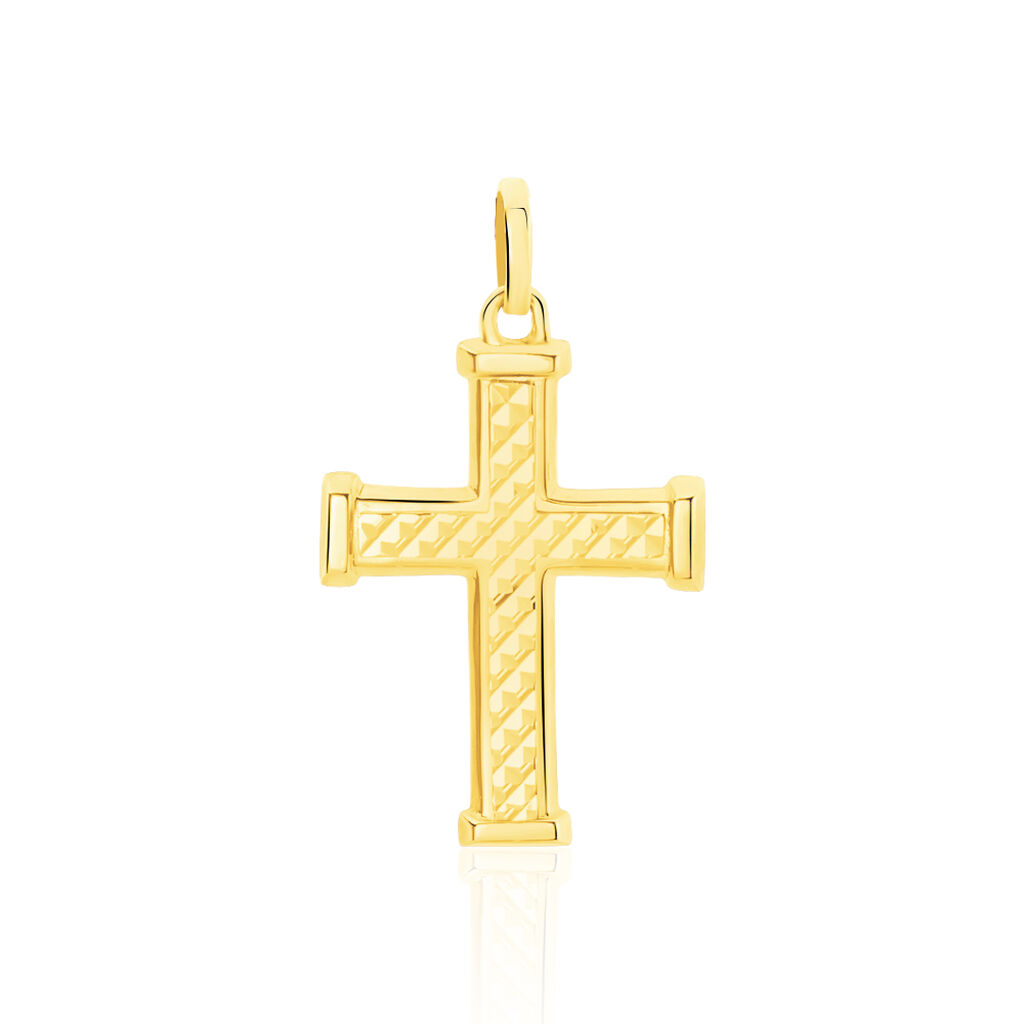 Pendentif Benny Croix Ciselee Or Jaune - Pendentifs Baptême Famille | Histoire d’Or