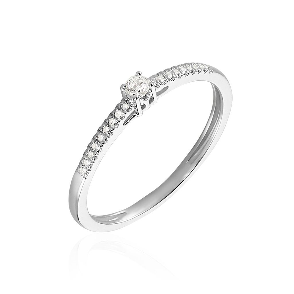 Bague Eliisa Platine Blanc Diamant - Bagues solitaires Femme | Histoire d’Or