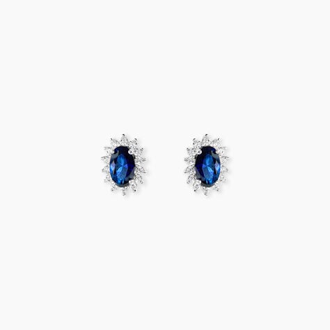 Boucles D'Oreilles Puces Liz Argent Blanc Pierre De Synthese Oxyde De Zirconium - Boucles d'oreilles empierr&eacute;es Femme | Histoire d&rsquo;Or