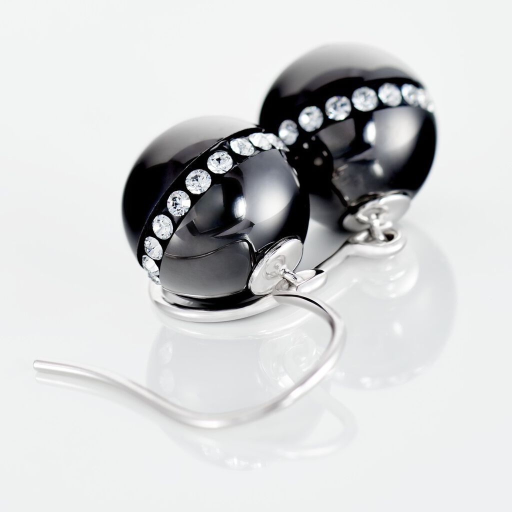 Boucles D'oreilles Pendantes Nina Cera Argent  Strass Et C&eacute;ramique - Boucles d'oreilles fantaisie Femme | Histoire d&rsquo;Or