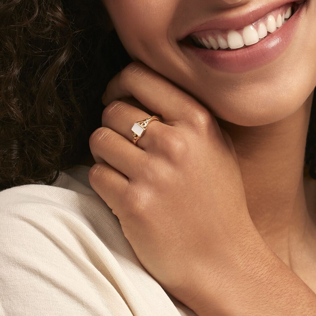 Chevalière Argent Dore Reine - Bagues solitaires Femme | Histoire d’Or