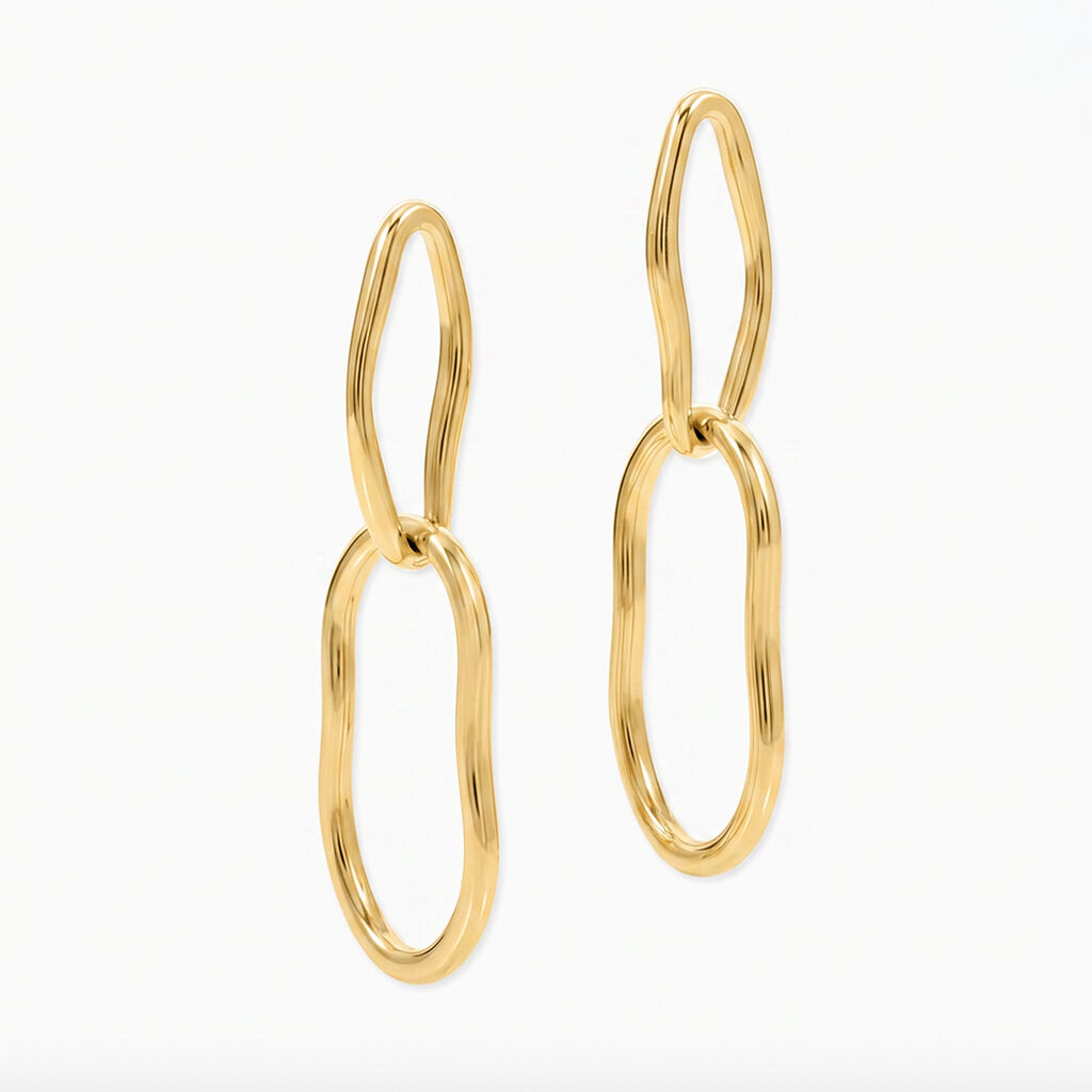Boucles D'Oreilles Pendantes Cecilie Acier Jaune - Boucles d'oreilles fantaisie Femme | Histoire d&rsquo;Or