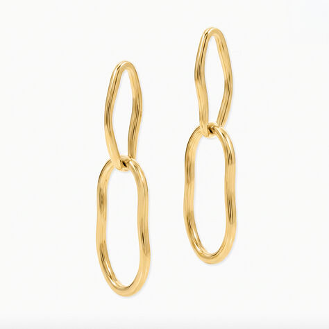 Boucles D'Oreilles Pendantes Cecilie Acier Jaune - Boucles d'oreilles fantaisie Femme | Histoire d&rsquo;Or