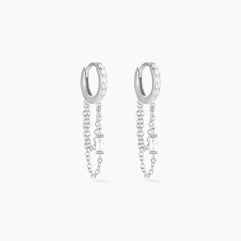 Créole Argent Blanc Javier Oxydes De Zirconium - Boucles d'oreilles créoles Femme | Histoire d’Or