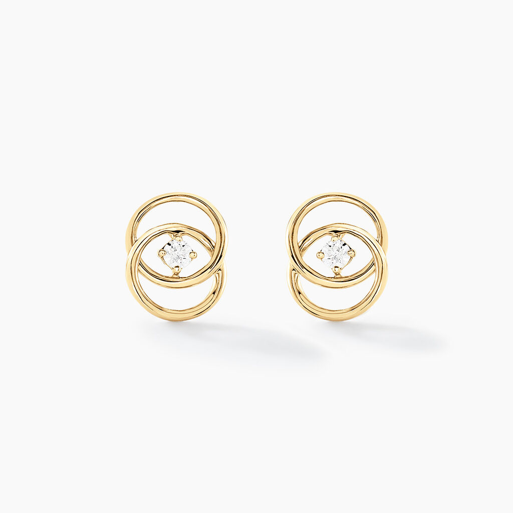 Boucles D&rsquo;oreilles Puces Nid D&rsquo;amour Or Jaune Diamant