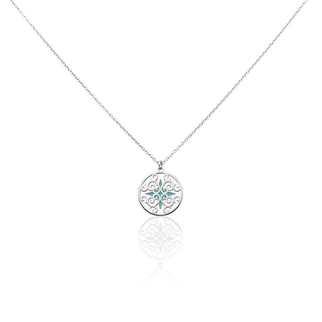 Collier Krysia Argent Blanc Email Turquoise - Colliers fantaisie Femme | Histoire d’Or
