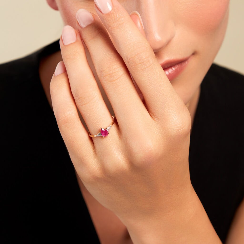 Bague Glykeria Or Jaune Rubis Diamant - Bagues solitaires Femme | Histoire d&rsquo;Or