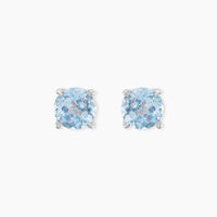 Boucles D'oreilles Puces Elea Or Blanc Topaze Bleu Sky