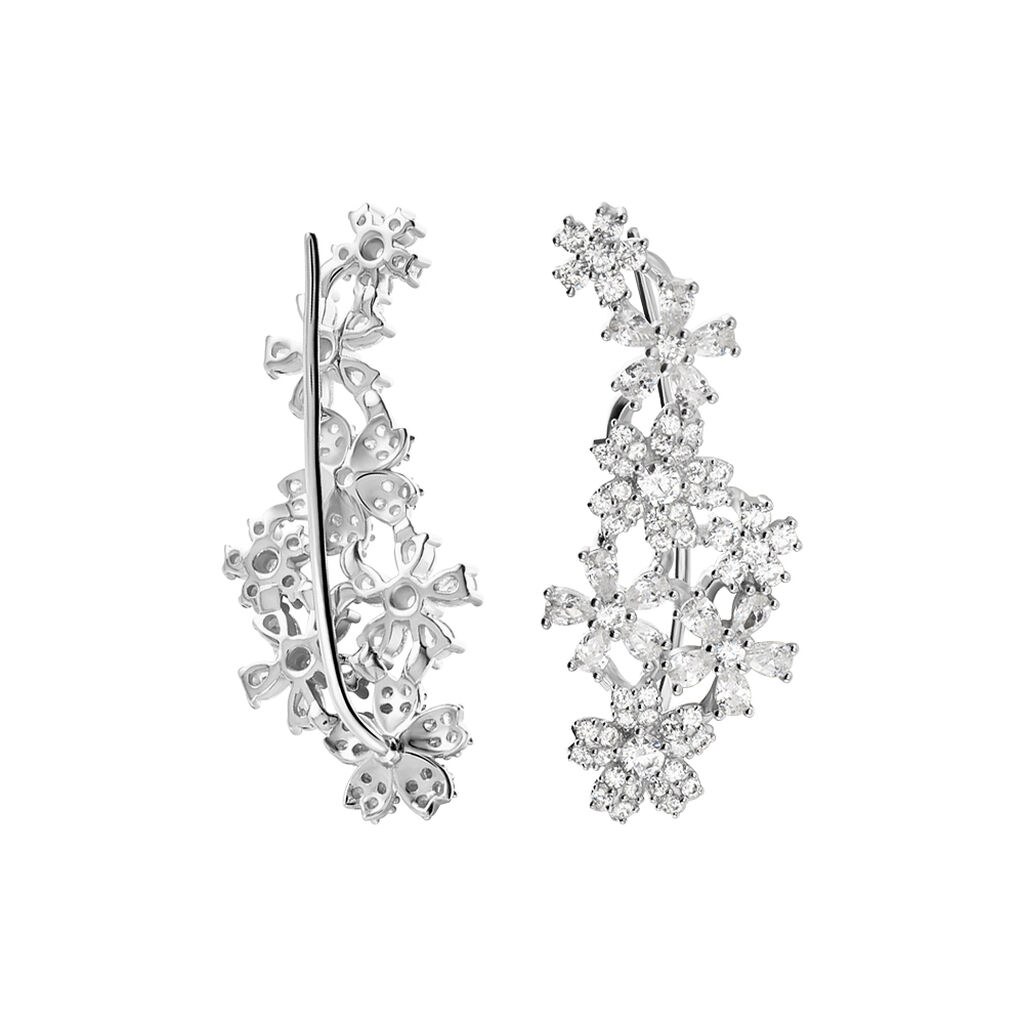 Bijoux D'oreilles Midnight Flower Argent Blanc Oxyde De Zirconium - Ear cuffs Femme | Histoire d’Or