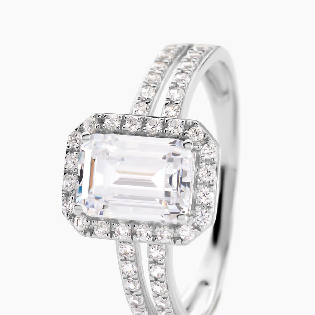 Bague Solitaire Accompagnž Or Blanc Addy Oxyde De Zirconium - Bagues solitaires Femme | Histoire d’Or