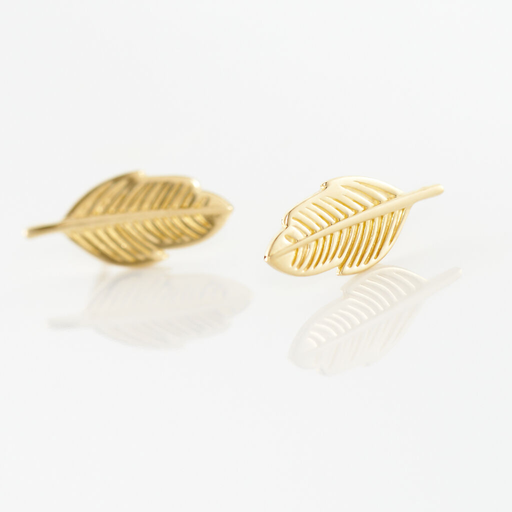 Boucles D'oreilles Puces Bartolomea Feuilles Or Jaune - Clous d'oreilles Femme | Histoire d’Or