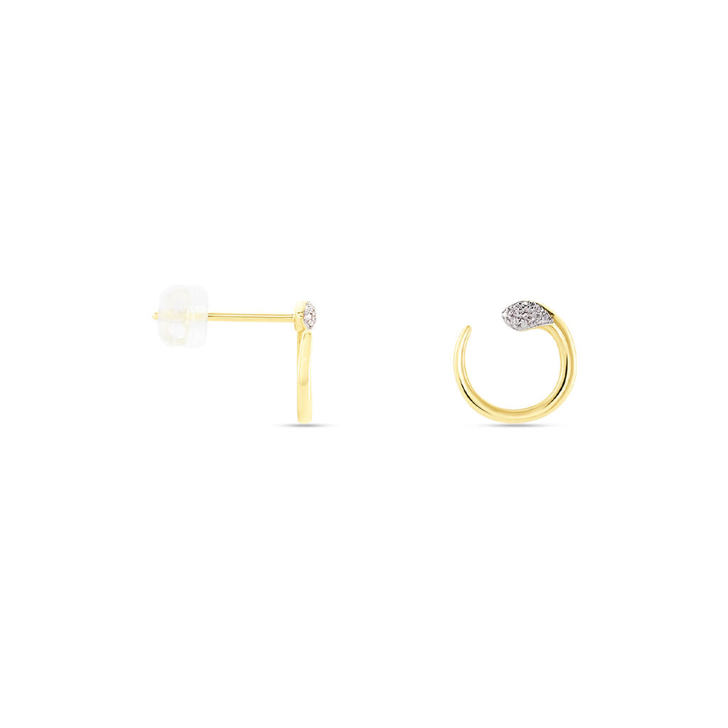 Boucles D'oreilles Puces Snake Or Jaune Diamant - Clous d'oreilles Femme | Histoire d&rsquo;Or