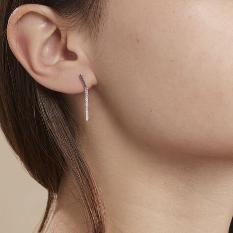 Boucles D'oreilles Puces Alayna Or Blanc Diamant - Boucles d'oreilles pendantes Femme | Histoire d’Or