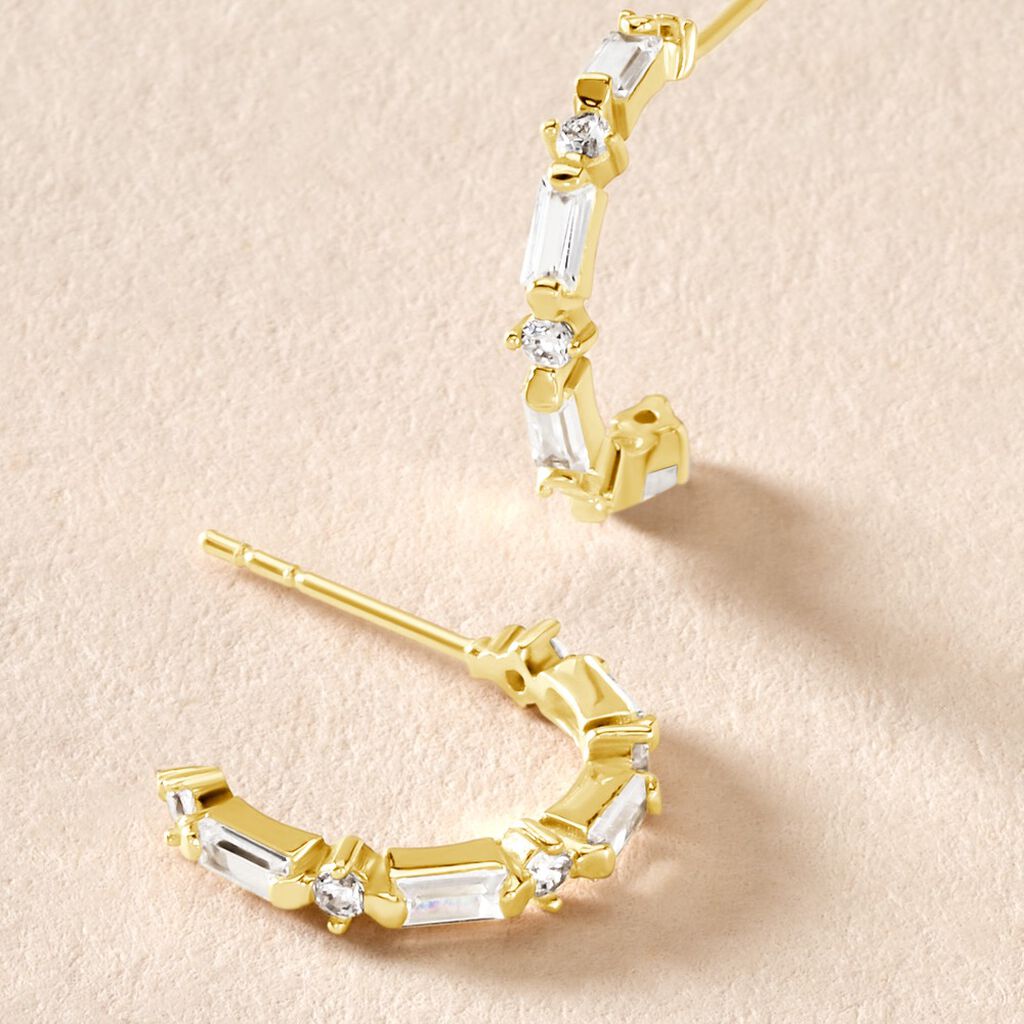 Creoles Sparkle Or Jaune Oxyde De Zirconium - Boucles d'oreilles cr&eacute;oles Femme | Histoire d&rsquo;Or