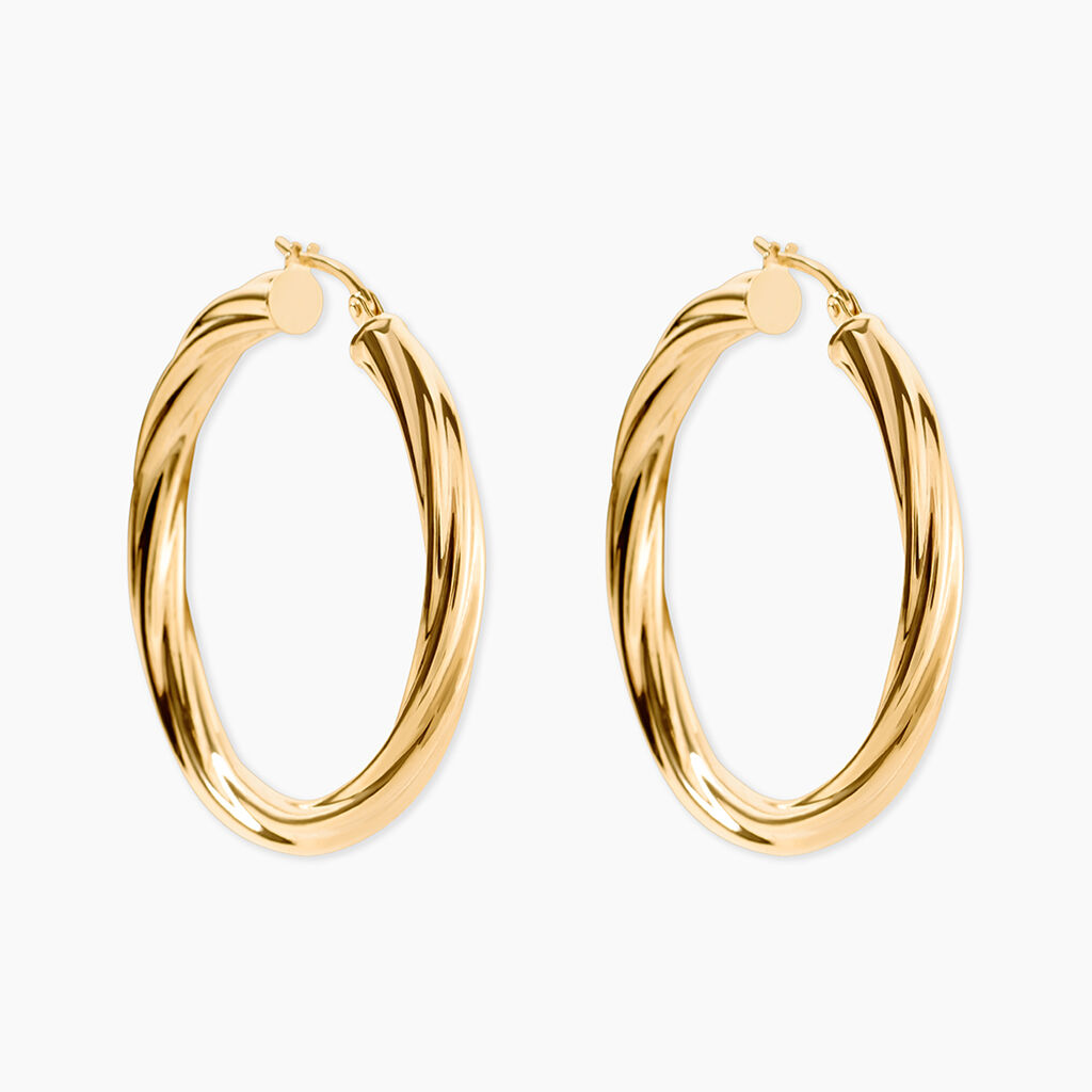 Cr&eacute;oles Or Jaune Torsad&eacute; - Boucles d'oreilles cr&eacute;oles Femme | Histoire d&rsquo;Or