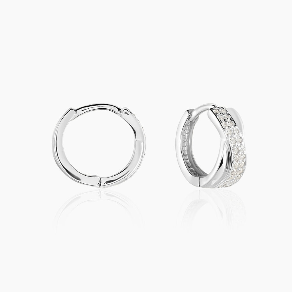 Créoles Farag Argent Blanc Oxyde De Zirconium