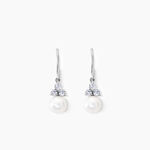 Boucles D'oreilles Pendantes Taissia Or Blanc Perle Culture Et Oxyde - Boucles d'oreilles pendantes Femme | Histoire d&rsquo;Or