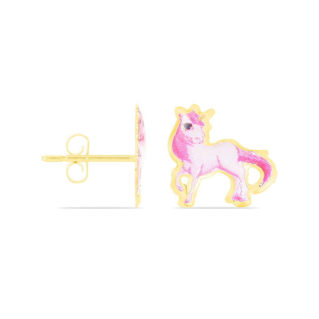 Boucles D'oreilles Puces Fantasila Cheval Or Jaune - Clous d'oreilles Enfant | Histoire d’Or