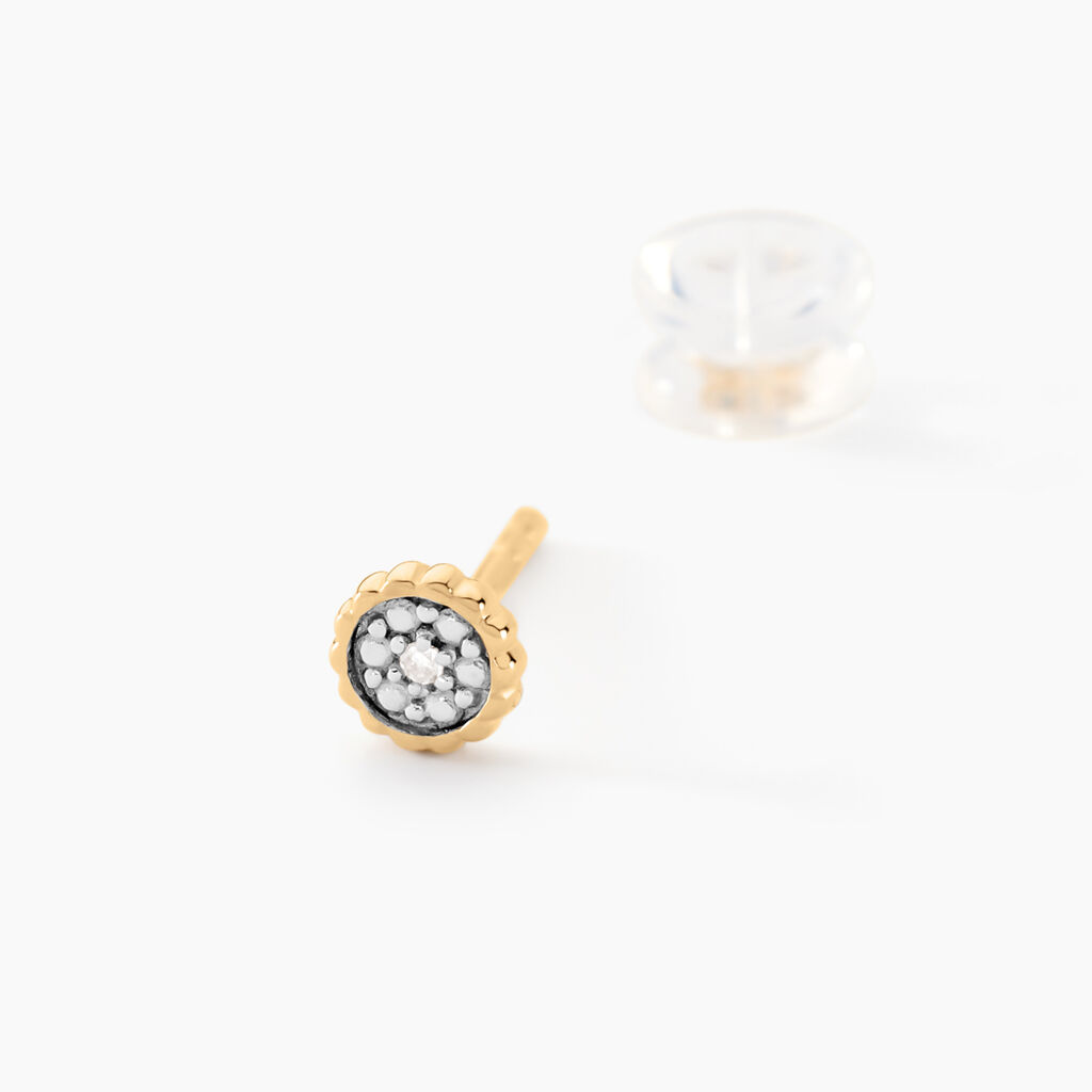 Boucles D'oreilles Puces Mon 1er Diamant Or Jaune Diamant - Clous d'oreilles Femme | Histoire d’Or