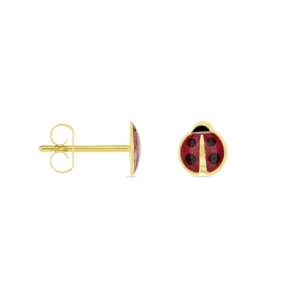 Boucles D'oreilles Puces Helidie Coccinelle Or Jaune - Clous d'oreilles Enfant | Histoire d’Or