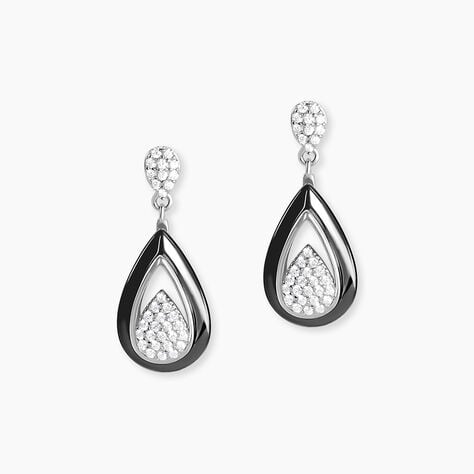 Boucles D'oreilles Pendantes Marina Cera Argent  C&eacute;ramique Et Oxyde - Boucles d'oreilles pendantes Femme | Histoire d&rsquo;Or