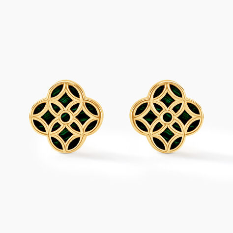 Boucles D'oreilles Puces Rosalite Or Jaune Malachite - Clous d'oreilles Femme | Histoire d&rsquo;Or