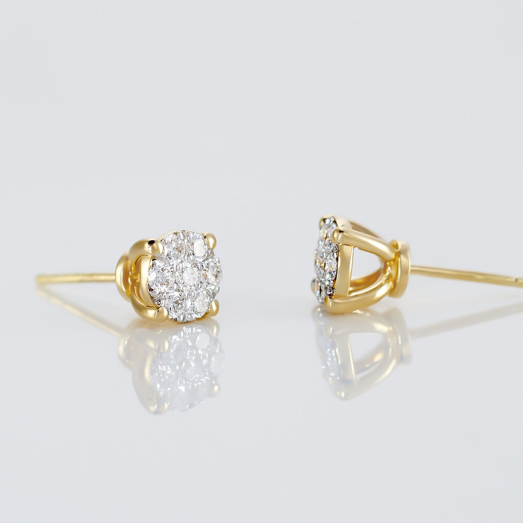 Boucles D'oreilles Puces Charlene Or Jaune Diamant Synthetique - Clous d'oreilles Femme | Histoire d’Or