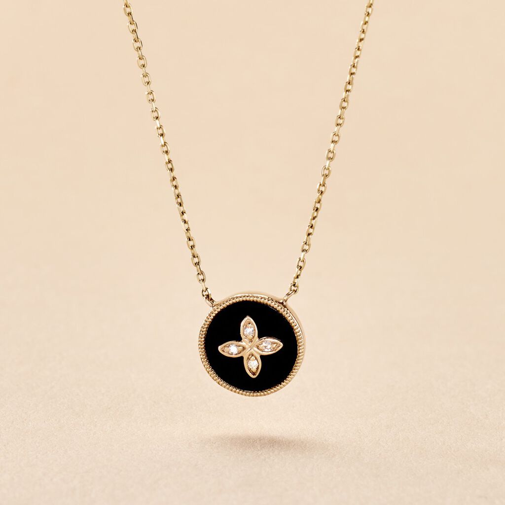 Collier Talisman Or Jaune Agate Diamant - Colliers Femme | Histoire d’Or