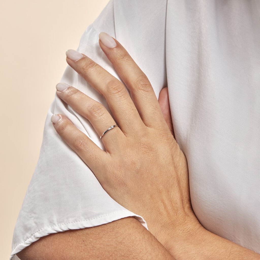 Bague Solitaire Superposition Or Blanc Diamant - Bagues solitaires Femme | Histoire d’Or
