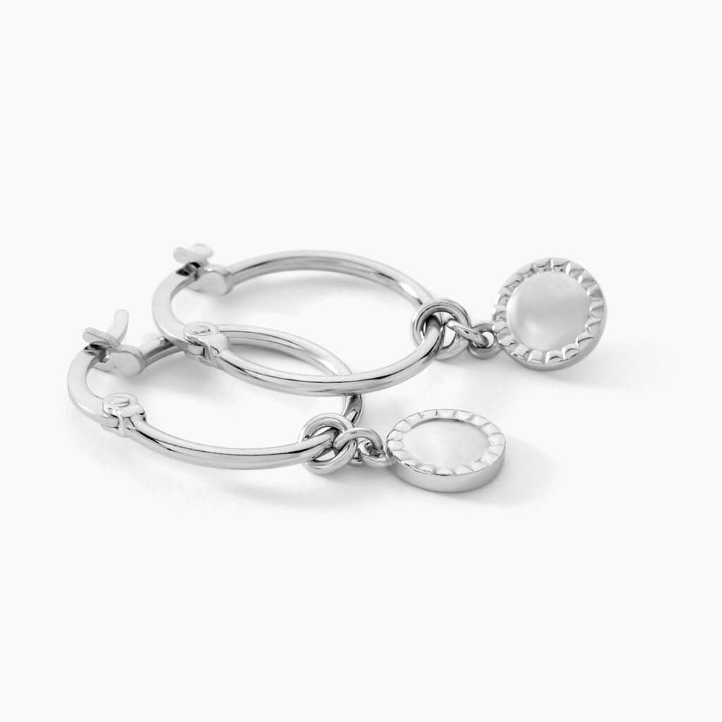 Cr&eacute;oles Sixties Argent Blanc - Boucles d'oreilles cr&eacute;oles Femme | Histoire d&rsquo;Or