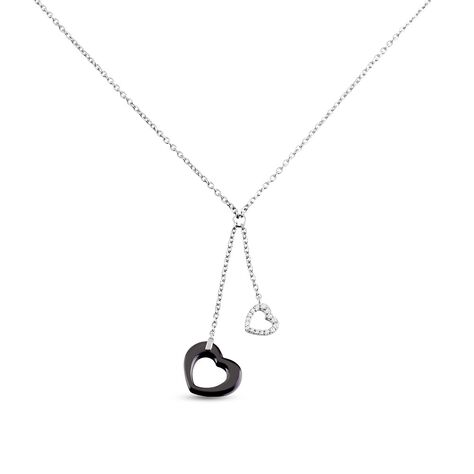 Collier Anissa Argent Blanc C&eacute;ramique Et Oxyde De Zirconium - Colliers fantaisie Femme | Histoire d&rsquo;Or