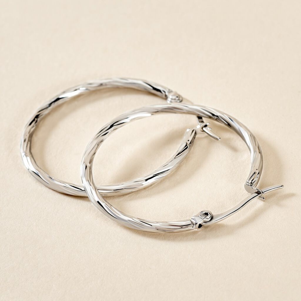 Créoles Esaias Acier Blanc - Boucles d'oreilles créoles Femme | Histoire d’Or