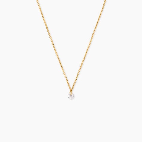 Collier Emilee Argent Dor&eacute; A L'Or 750/1000 Oxyde De Zirconium - Colliers fantaisie Enfant | Histoire d&rsquo;Or